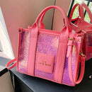 Women Party Tote Bag PU Leather Sequins Top-Handle Bags Casual Fashion Shiny Portable Adjustable Straps Shopper Tote Purse