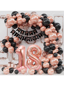 99pcs Rose Gold 18th Birthday Happy Balloon Set suitable for birthday parties and adult decorations