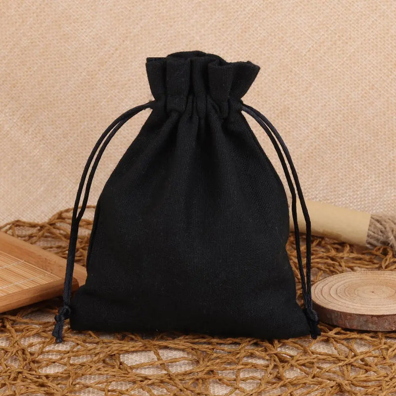 10pcs Black White Natural Cotton Storage Bags 8x10 10x14 12x15 13x18cm Wedding Christmas Gift Fabric Package Drawstring Pouches