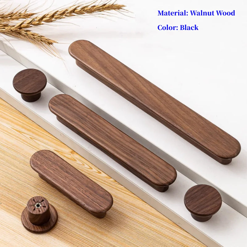 Natural Wooden Furniture Handle Nordic Kitchen Cabinets Pulls Handles Cabinets and Drawers Dresser Knobs Long Wardrobe Pull