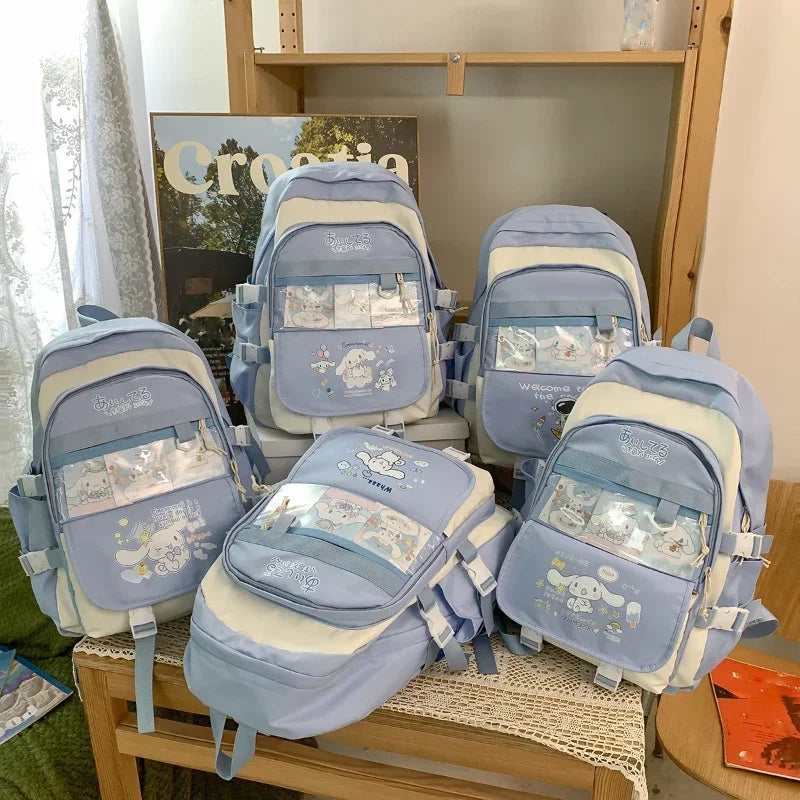 Anime Sanrio Plush Toy Cinnamoroll Backpack Children Girl Boy Black Blue Schoolbag Kawaii Student School Large Bag Computer Gift