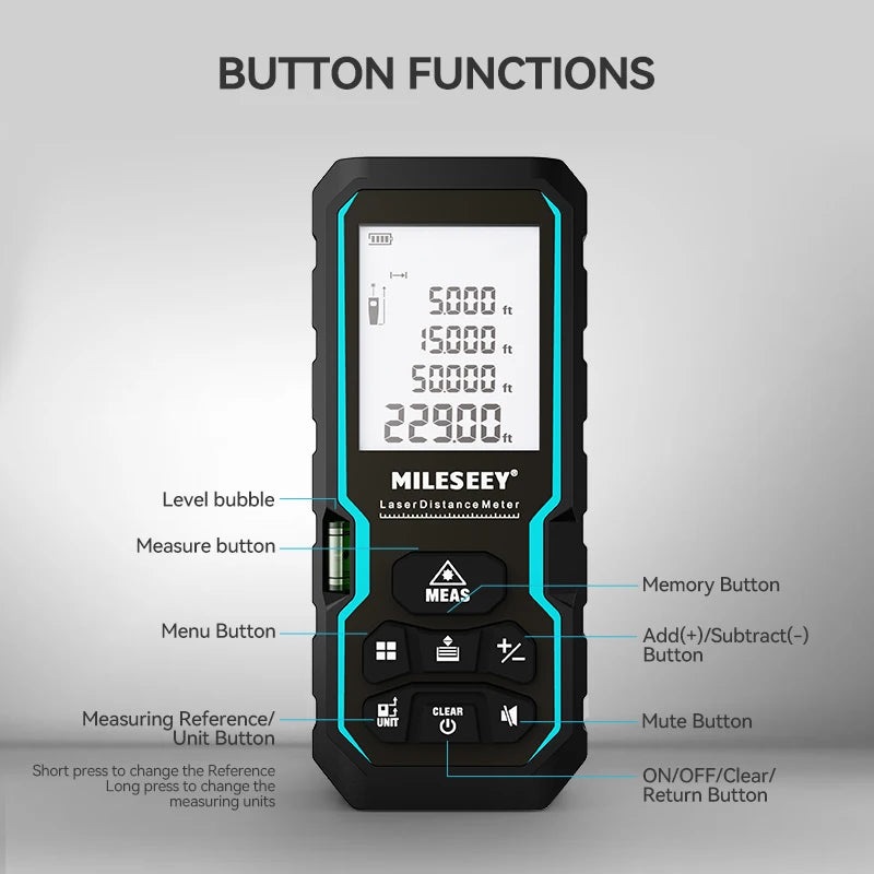 MILESEEY Laser Rangefinder S6 40M 60M 80M 100M Laser Diatance Meter IP54 Electronic Ruler Useful Measurement Tool
