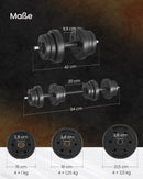SONGMICS 2-in-1 dumbbell 2x10 kg dumbbell set for home, 1 pair