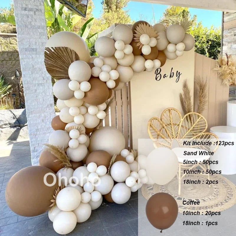 Beige Blue Balloons Garland Arch Kit Kids Boy One 1st Birthday Balloon Set Baby Shower Decoration Baptism Party Wedding