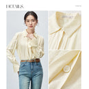 SENTUBILA Office Lady Long Sleeve Shirt Women 2025 Autumn Fall Fashion Pleate-detail Sleeve Button Up Shirts & Blouses 143C55634