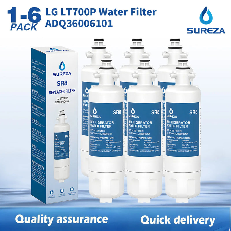 Replace LG Refrigerator Water Filter LT700P ADQ36006101 ADQ36006102 RWF1200A Kenmore 9690  LFXC24726S, LMXS27626S, 1-6 PACK