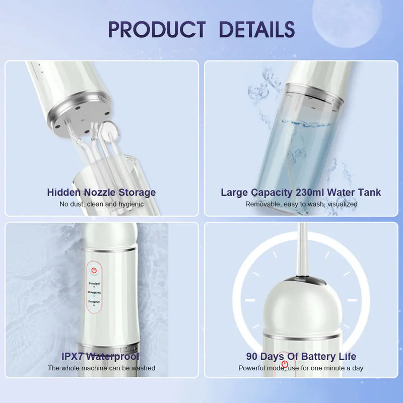 Xiaomi Youpin Portable Oral Irrigator Professional Dental Irrigator Teeth Water Flosser Cleaner waterpulse 230ML Water Jet Floss