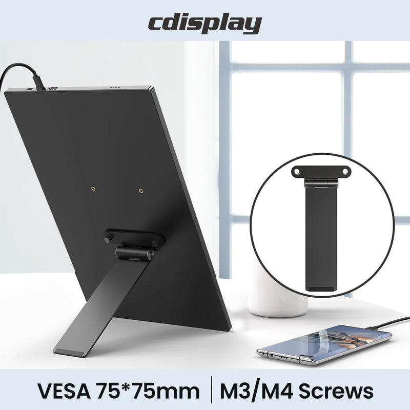 Cdisplay Monitor Stand VESA 75x75mm M3/M4 Portable Computer Screen VESA Adapter for Monitor with Hand Screw for 7-17.3 Inch Monitor Mount Adjustable Bracket Vertical Desk Holder with Swivel/Tilt/Rota VESA Stand