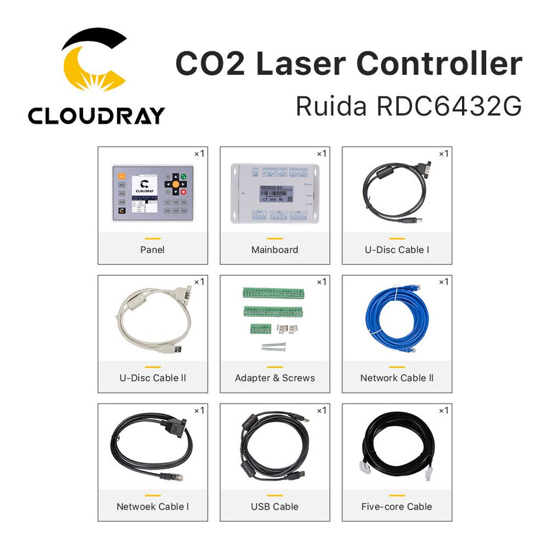 Clouday Ruida RDC6432 CO2 Laser Controller System for Laser Engraving Cutting Machine Replace AWC708S Ruida 6442S Ruida Leetro