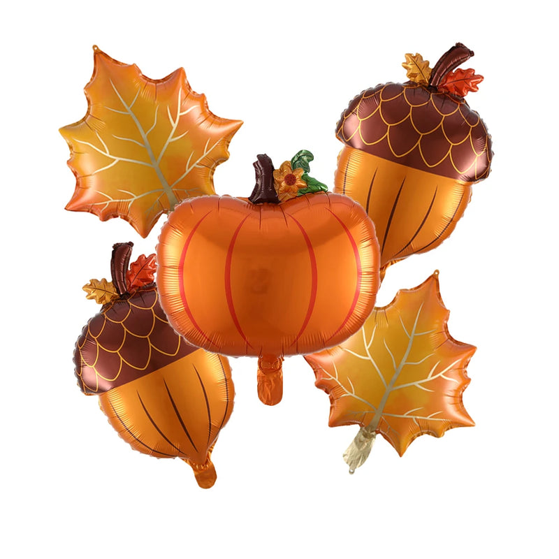 1/5pcs Autumn Maple Leaf Pine Cones Foil Balloons Squirrel Fox Animals Balloon Thanksgiving Brithday Party Decorations Kid Toys