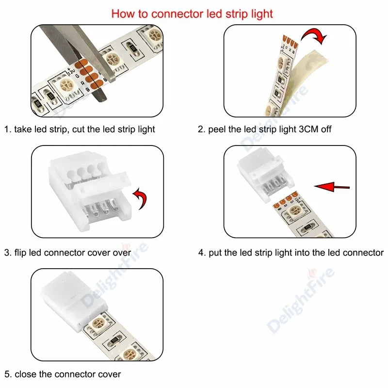 2/3/4pin LED Strip Connector Solderless Strip Light to Copper Electrical Connector For 5835 RGB WS2812B Strip to Wire Terminals