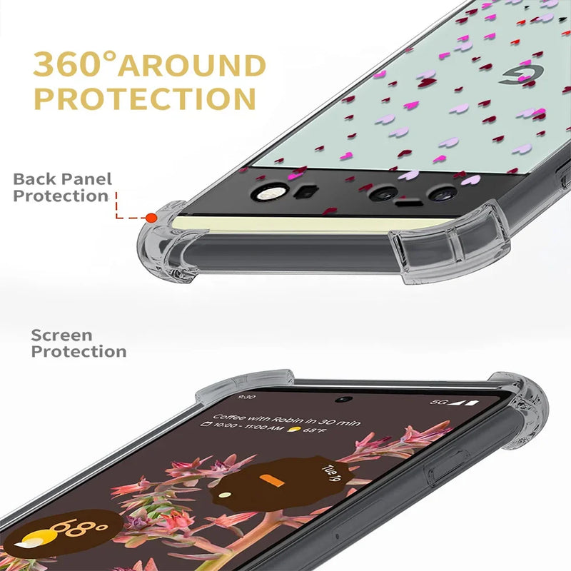 Flower Leaf Transparent Phone Case for Google Pixel 8 7Pro Soft TPU Coque for Pixel6 Pixel 6Pro Pixel6Pro Clear Shockproof Funda