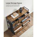 SONGMICS Chest of Drawers, Bedroom Cabinet, 7 Fabric Drawers with Handles, Metal Frame, Rustic Brown and Ink Black