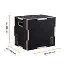 SucceBuy 3 in 1 Plyometric Jump Box Wooden Plyo Box Black For Home Gym Training Conditioning Strength Training