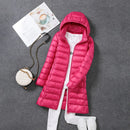 Plus Size 5xl Women's Long Puffer Jacket 2023 New Arrivals Autumn Winter Female Hat Detachable White Duck Down Coat