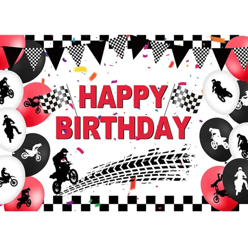 Motocross Racing Theme Backdrop Motorcycle Dirt Bike Photography Background for Boys Birthday Party Decoration Cake Table Banner