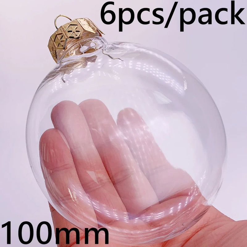 6 Pieces x DIY Shatterproof Transparent Home Christmas Decoration Bauble Ornament 80mm Plastic Window Opening Ball