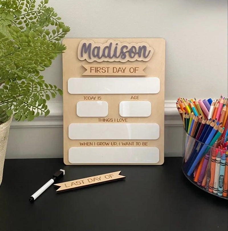 Personalized First Day of School Sign. Custom Last Day of School Sign. Wooden Sign. Kids School Sign. Wood Acrylic Sign.