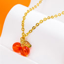 Elegant Red Cherry Bead Pendant Necklace for Women Exquisite 18K Gold Color Plated Stainless Steel Chain Jewelry Gifts