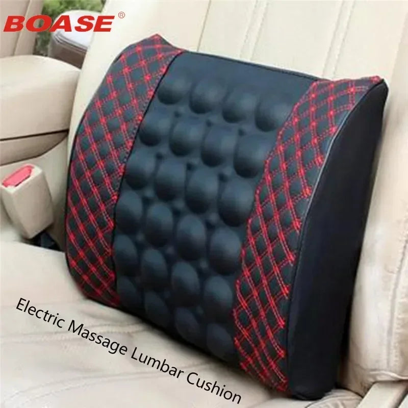 Car 12V Electric Massage Lumbar Cushion Space Memory Cotton Office Seat Support Rest Back Pillow Chair Waist Sofa Cushion