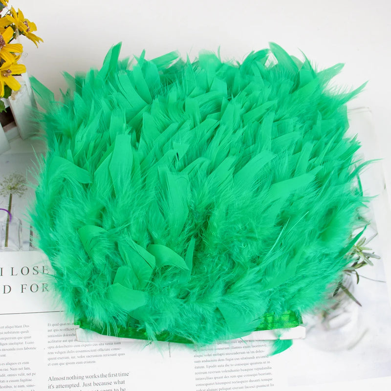 1 Meter Natural Turkey Feathers Trims 10-15cm for Sewing Ribbon Clothing Fringe Plumes Decoration DIY Crafts Wedding Party Dress