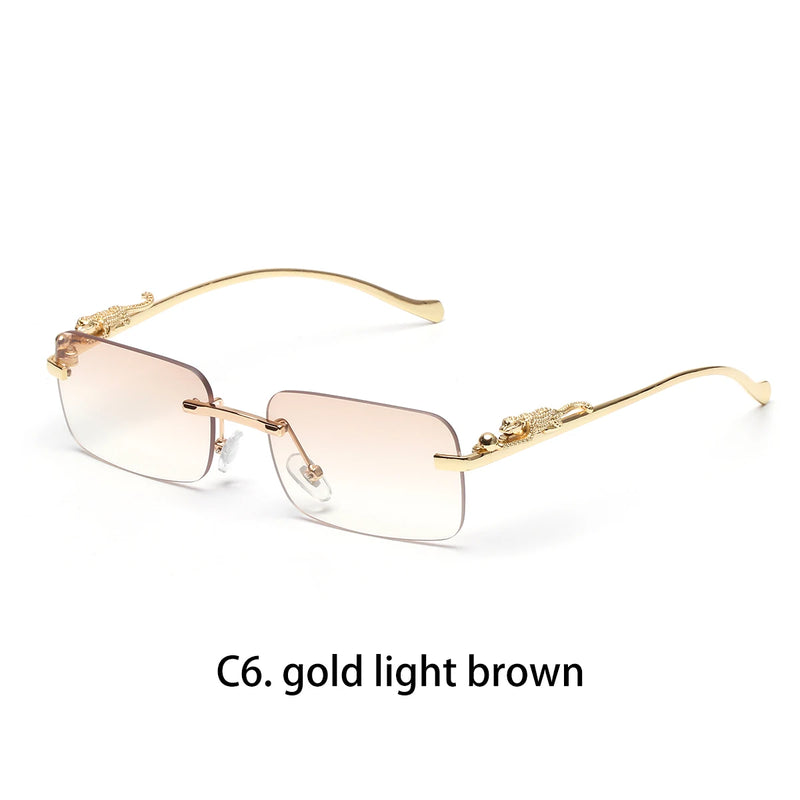 Ruiao rimless sunglasses UV400 fashion square metal glasses for men women designer man's brand sun glasses shades for outdoor