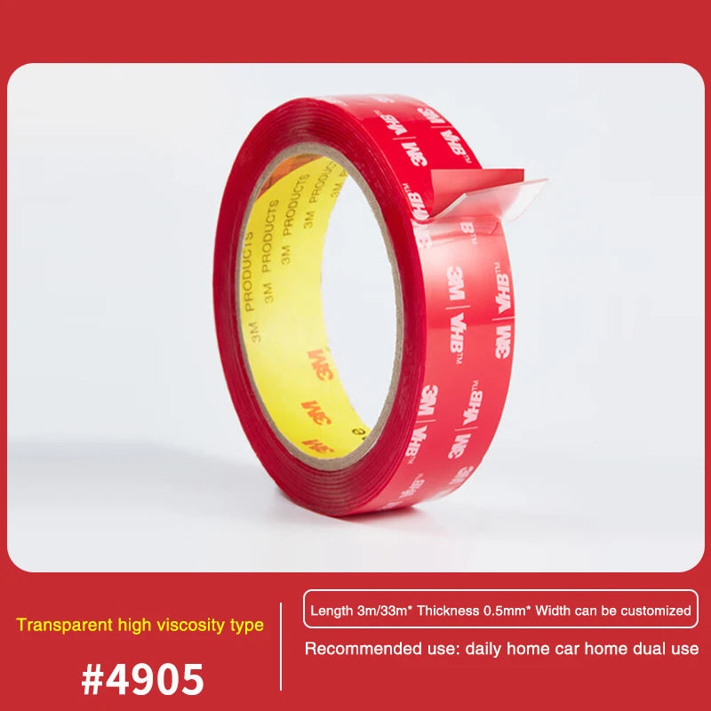 3M Transparent Double-Sided Tape 4905VHB Strong Nano 3M Adhesive High Temperature Waterproof Non-Trace Acrylic Double-Sided Tape