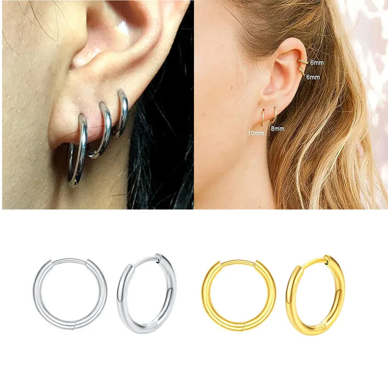 20G Stainless Steel Small Huggie Hinged Hoop Earrings Hypoallergenic Lightweight Cartilage Helix Stud Earrings for Women Girls