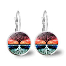 Popular Jewelry Glass Pendant Alloy Earrings Tree of Life Earrings Simple Jewelry, Fashionable and Versatile Temperament Gifts