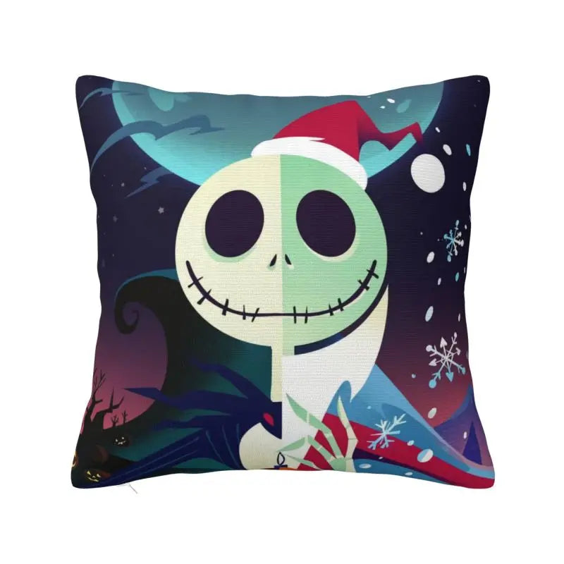 Custom Halloween Skull Jack Sally Throw Pillow Case Home Decor Nightmare Before Christmas Movie Cushion Cover Square Pillowcase