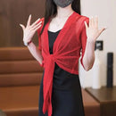 Fashion Short Thin Jacket Half Sleeve See-Through Loose Fit Summer Lace Short Jacket Sunscreen Coat Blusas Mujer  Women Tops