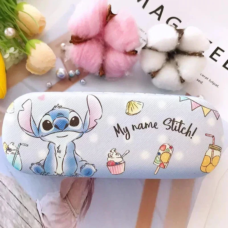 Disney Cartoon Stitch Figure Printed Glasses  Anime Case Hard Shell Protective Student Glasses Storage Box Boys Girls Birthday