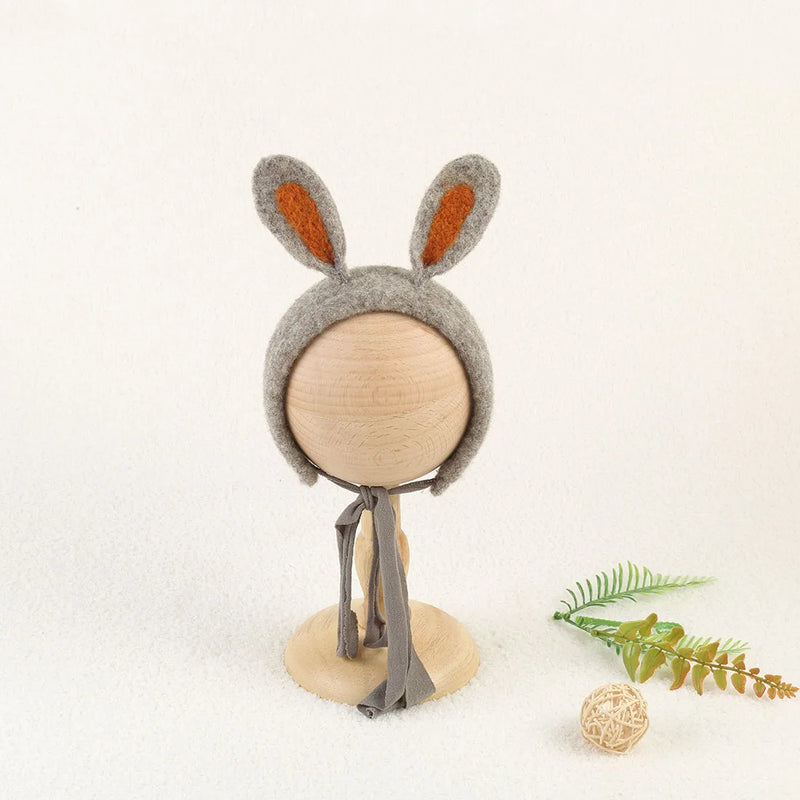 Newborn Wool Felt Fox Flower Bonnet Newborn Photography Props Baby Animal Floral Garden Hat Photo Shoot