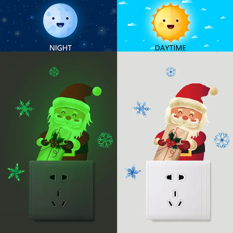 Luminous Santa Claus Switch Sticker Christmas Home Decoration Bedroom Living Room Decor Wallpaper Glow In The Dark Wall Decals