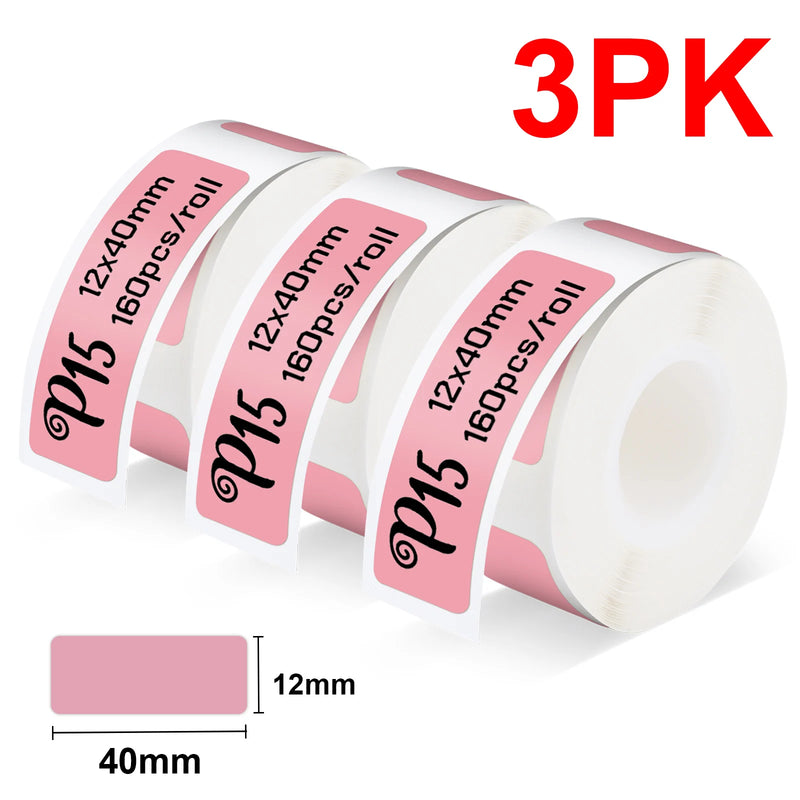 P15 Self-adhesive Thermal Label Printer Portable Wireless Bluetooth Label Maker Pocket Label Machine with P15 Label Paper Tape