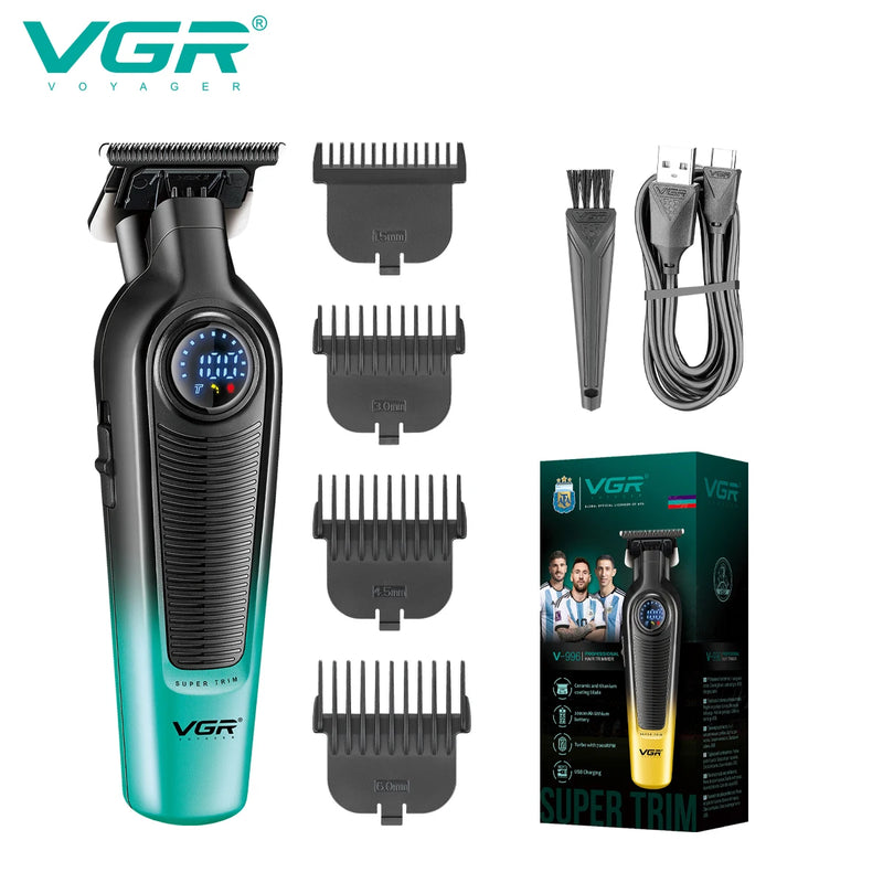 VGR V-996 Men's Professional Hair Clipper with DLC Blade, 7000 RPM, LED Display, Barber Shop Cordless Professional Hair Trimmer