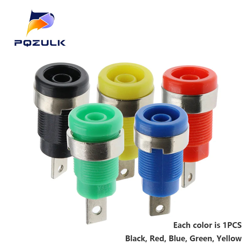 5PCS 4MM Banana Plugs Female Jack Socket Plug Wire Connector 5 Colors Each 1PCS Multimeter Socket Banana Head Female