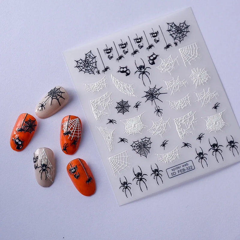 2023 Glowing In The Light Happy Festival Diy Manicure Design Self Adhesive Spider Halloween Nail Art Sticker