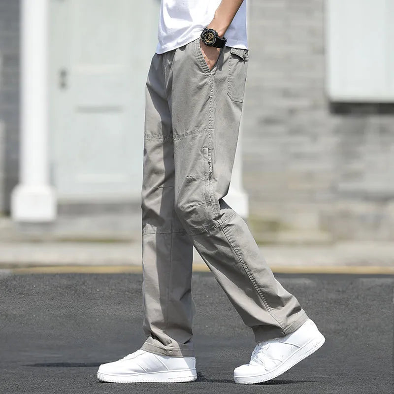 Men's Pants New Cargo Pants Outdoor Casual Pants Cotton Comfortable Thin Style Sweatpants Multi-Pocket Work Pants