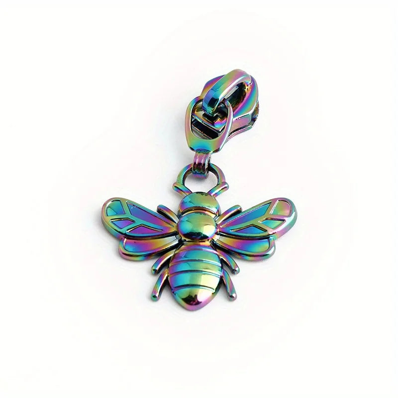5PCS Dragonfly Bee Wallet Cosmetic Bag Pull Tab Slider Pencil Case Coat Messenger Bag Metal Insect Zipper Fashion Cute Pendant