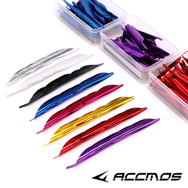 50pcs  New 1.8 inch  Archery Spin Vanes  Spiral Feather DIY Arrow Archery With sticker Tape Arrow Accessories Right Wing