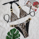 2025 Shiny Rhinestone Diamond Bikini Women Swimsuit Female Swimwear Two Pieces Bikini Set Halter Metal Chains Bathing Suit Swim