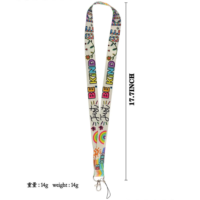 Rainbow Cartoon Style Lanyard For Keys ID Credit Bank Card Cover Badge Holder Phone Charm Key Lanyard Keychain Accessories