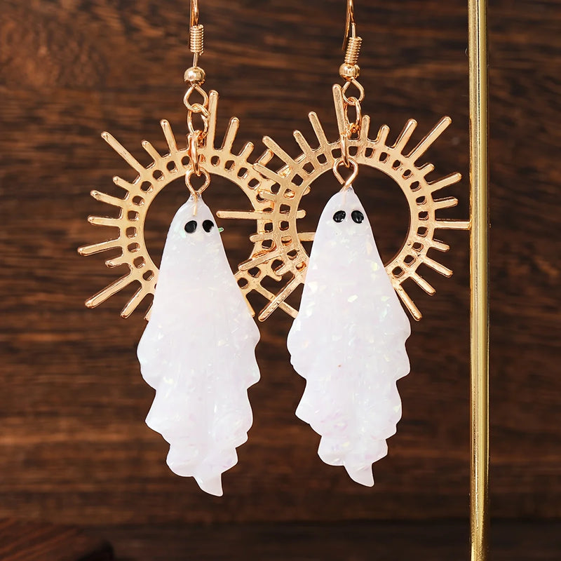 Creative Ghost Shape Pendant earrings Halloween Wear simple souvenir Sun pendant earrings Holiday with jewelry gifts