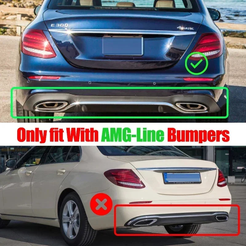 Rear Diffuser With Exhaust Tip For Mercedes-Benz W213 AMG E53 Style Bumper 2016-20