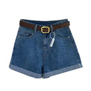 2022 Summer New Ins Trendy Denim Shorts Women's Casual Loose-Fit High-Waisted Curved Edge Student A- Line Wide-Leg Pants