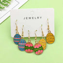 3 Pairs/Set Alloy Enamel Easter Egg Cute Cartoon Rabbit Design Earrings - Perfect Holiday Jewelry Gift