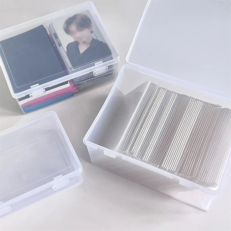 PP Storage Box Transparent Desktop Organizer Large Capacity Stickers Pencil Subpackage Holder Stationery