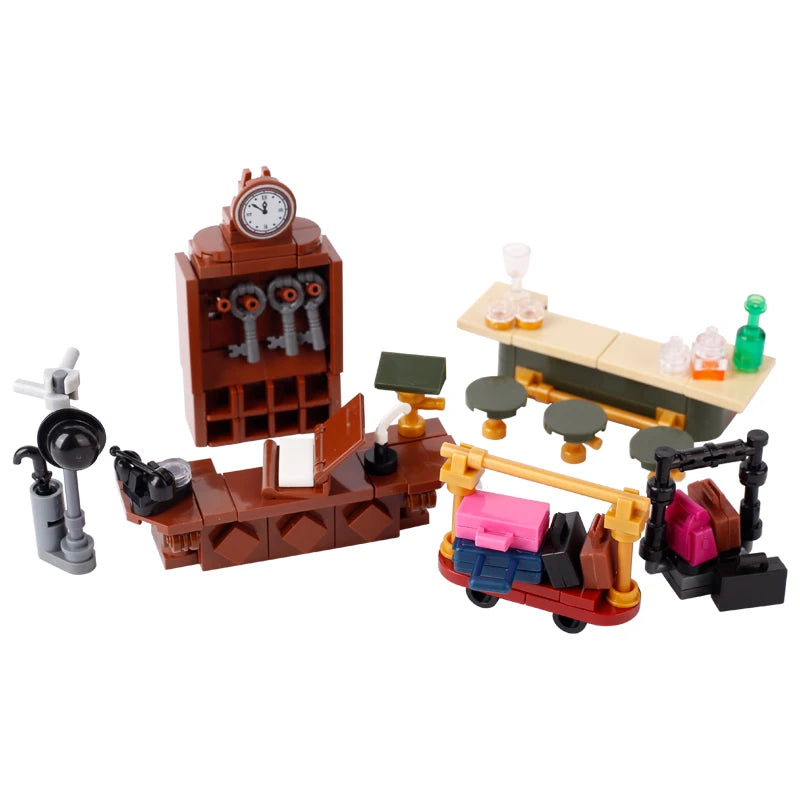 MOC City Series Building Blocks Figure Furniture House Kitchen Medieval Accessories DIY Bricks Set Christmas Toys for Kid Gifts