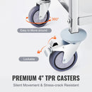 SucceBuy Stainless Steel Cart 3/2/1 Layers Lab Utility Cart Medical Cart w/ Lockable Universal Wheels for Clinic Kitchen Salon